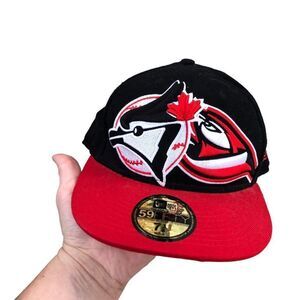 RARE 59FIFTY New Era Toronto Blue Jays Baseball Hat Black/Red Baseball Cap